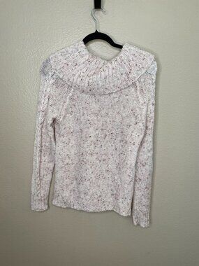 Soho New York & Company Womens Speckled Knit Cowl Neck Sweater M Ivory Pink